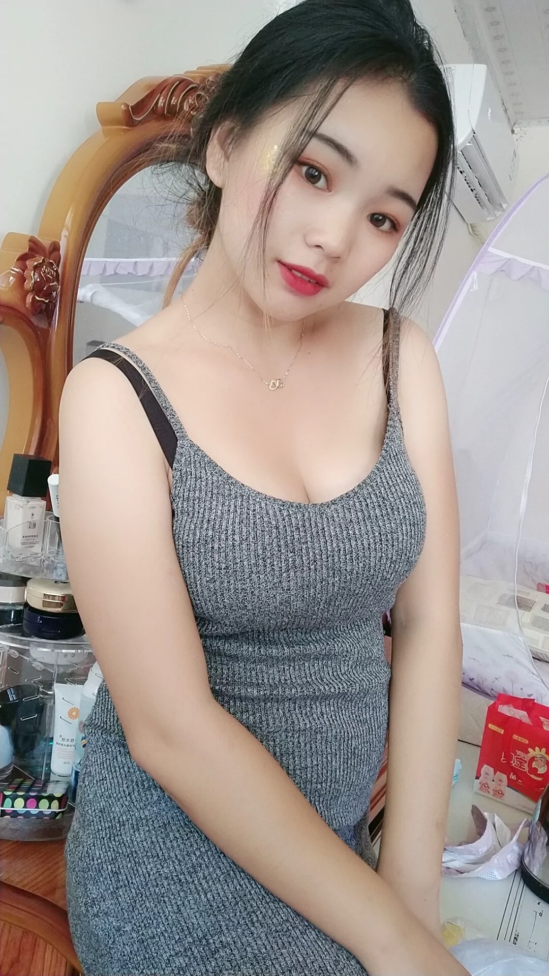 阿桃灰色紧身包臀裙SN31