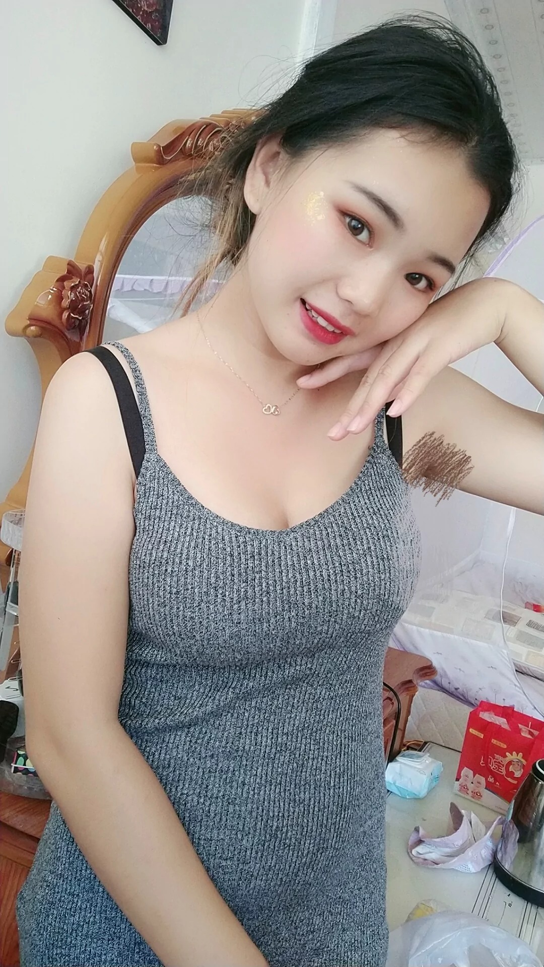 阿桃灰色紧身包臀裙SN31