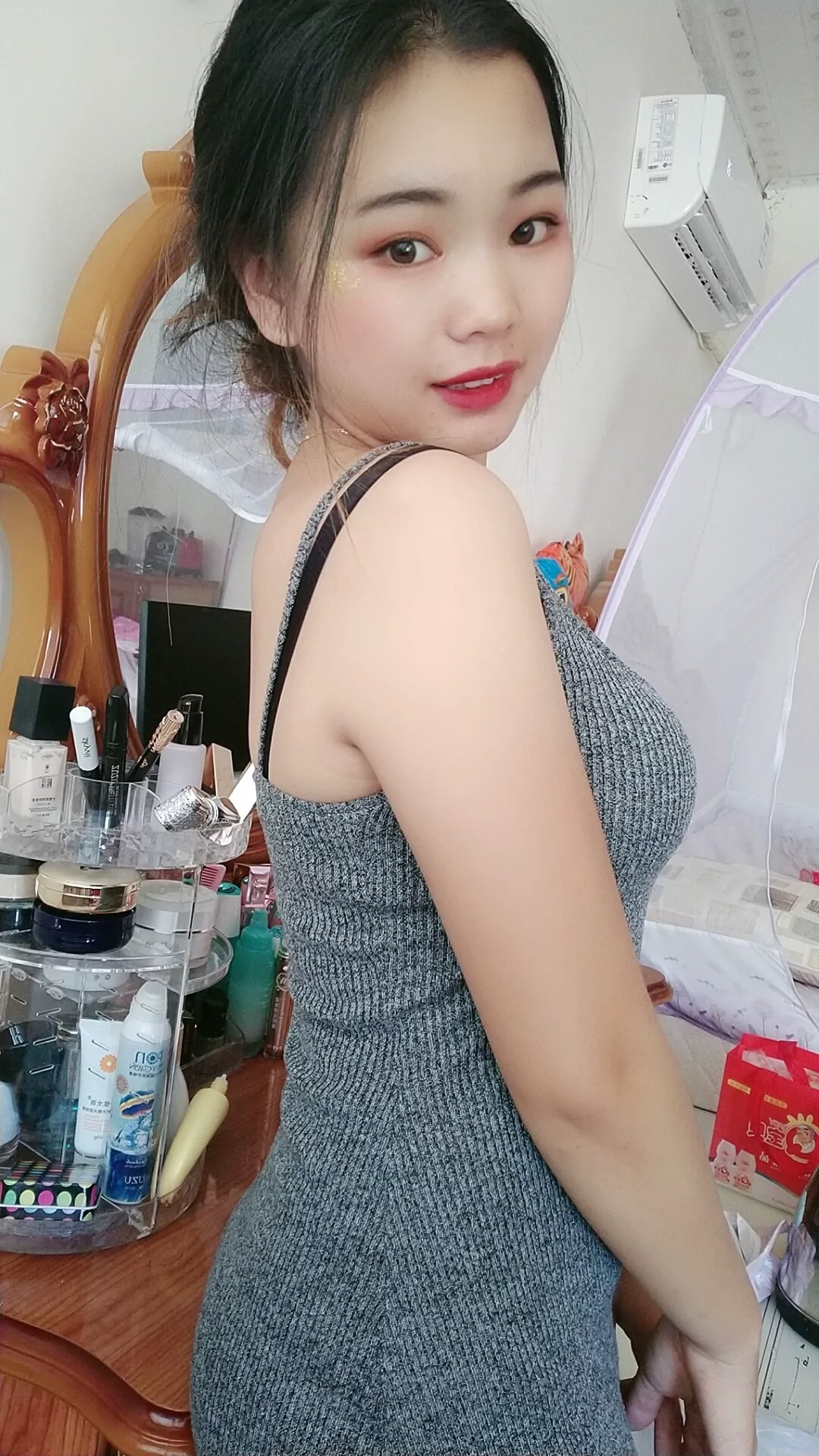 阿桃灰色紧身包臀裙SN31