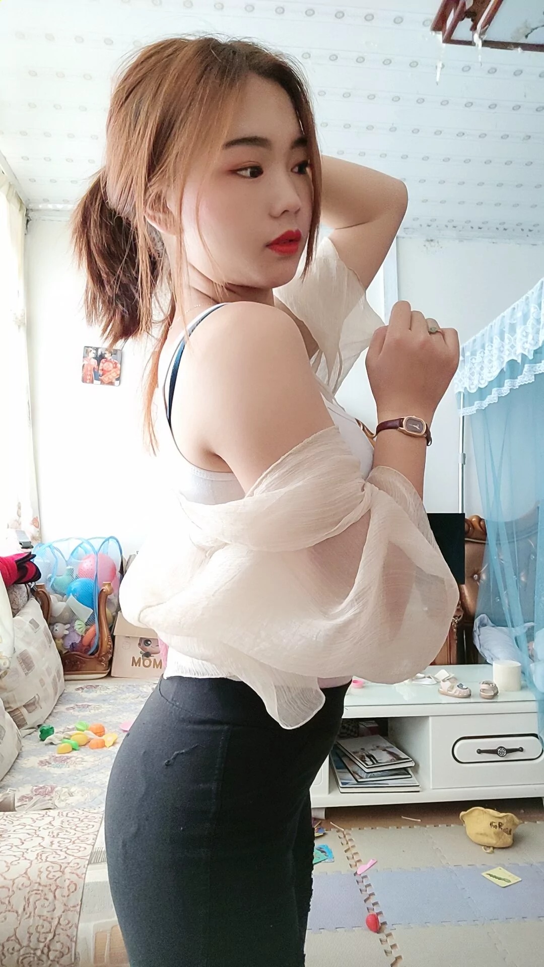阿桃黑色紧身裤SN42