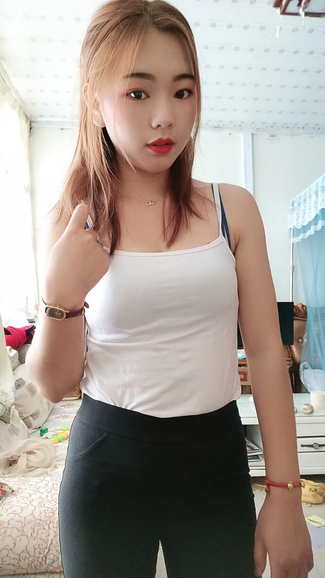 阿桃黑色紧身裤SN42