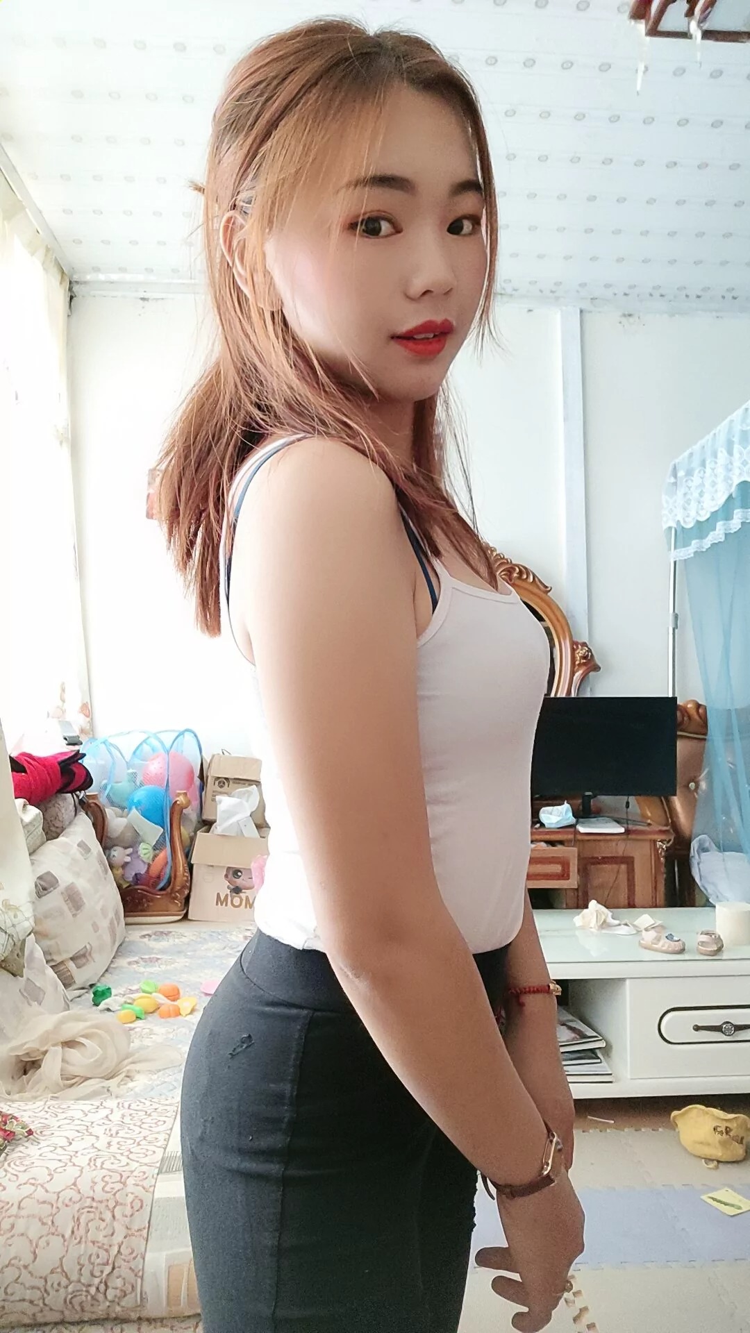 阿桃黑色紧身裤SN42