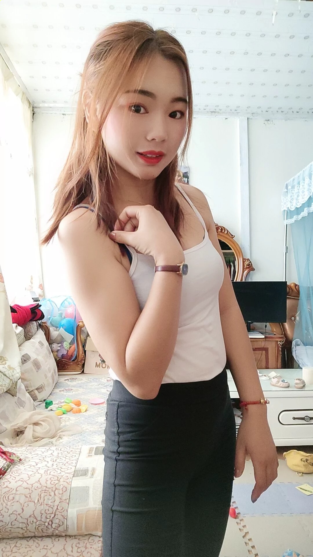 阿桃黑色紧身裤SN42