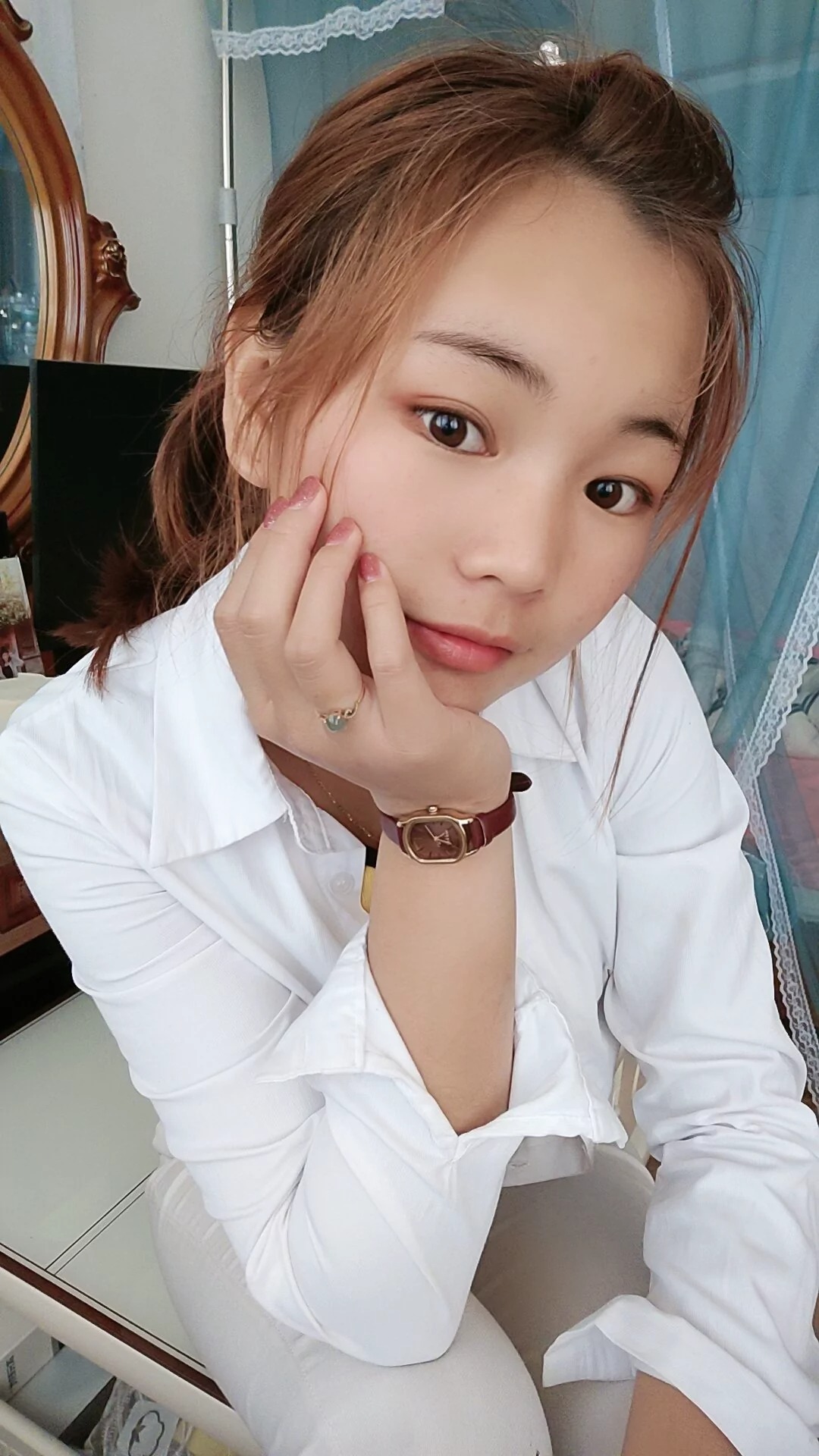 阿桃白色紧身裤SN44