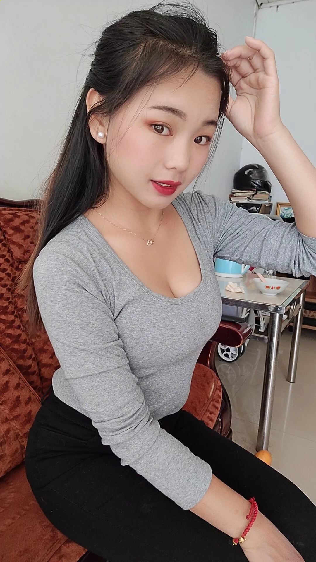 阿桃黑色高弹紧身裤SN63