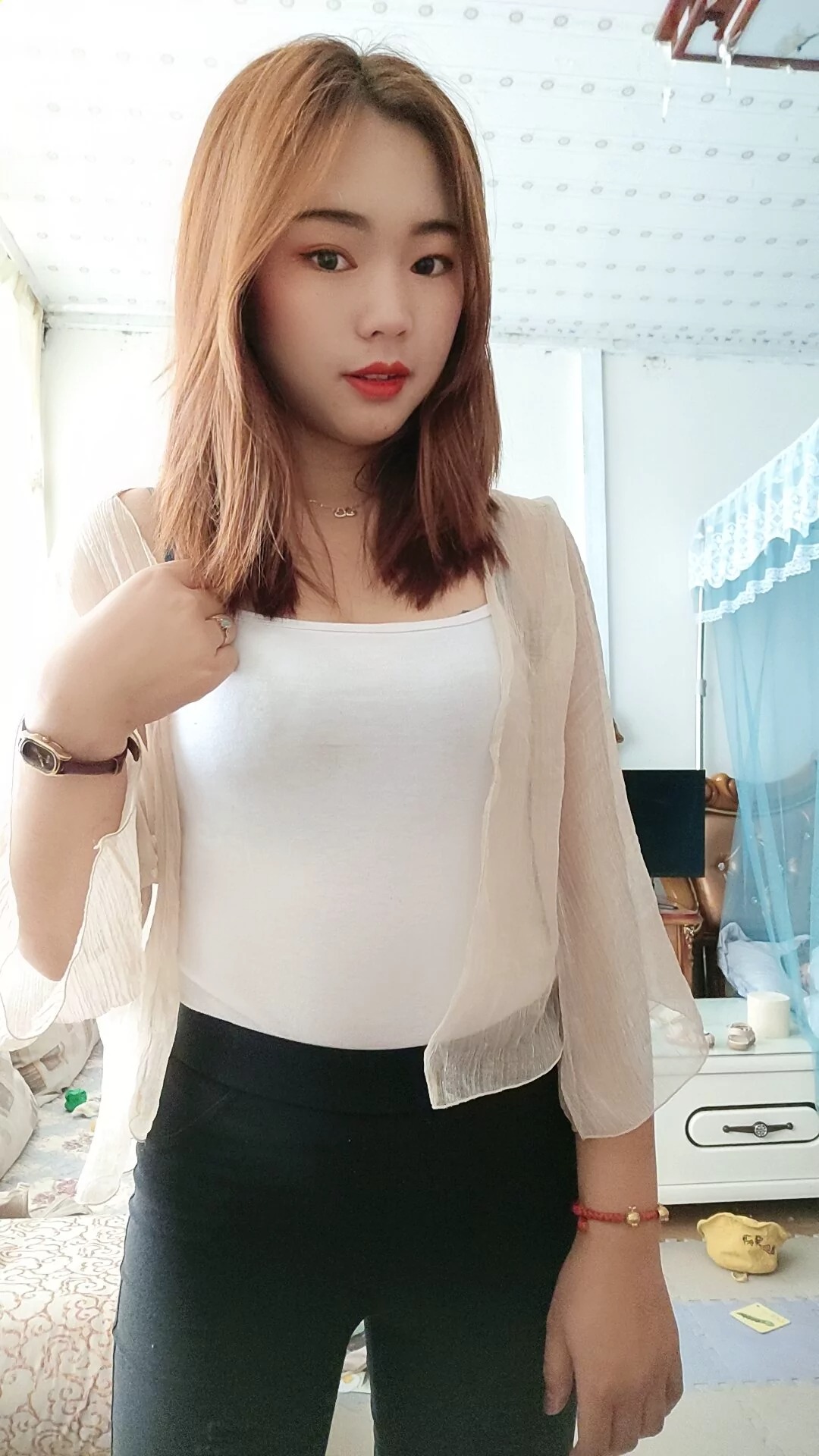 阿桃黑丝紧身裤SN73
