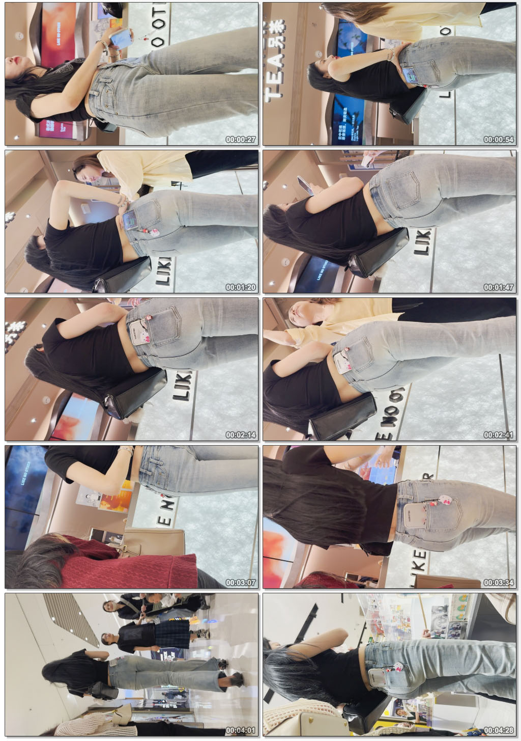 黑色上衣露腰配浅蓝色紧身牛仔裤mm【1.82G/MP4】